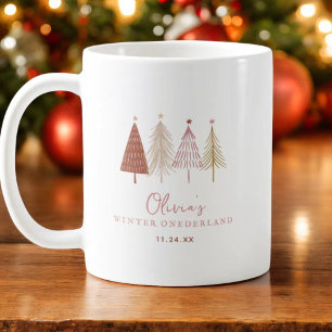 Taza De Café Invierno rosa Chica terrestre primer favor