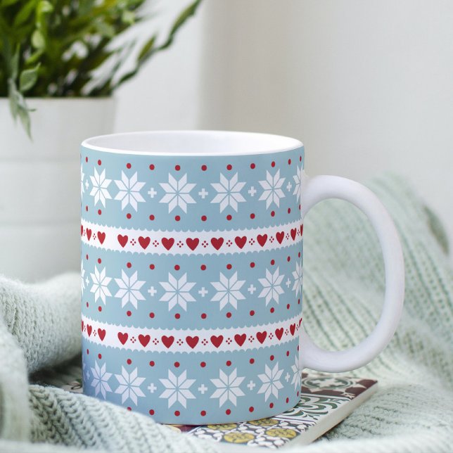 Taza De Café Invierno Snowflake Hearts Designer Coffee Mug (Subido por el creador)