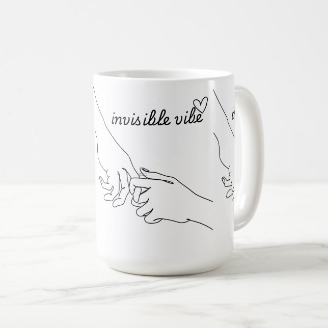 Taza De Café Invisible Vibe Minimal Line Art Mug (Anverso derecho)
