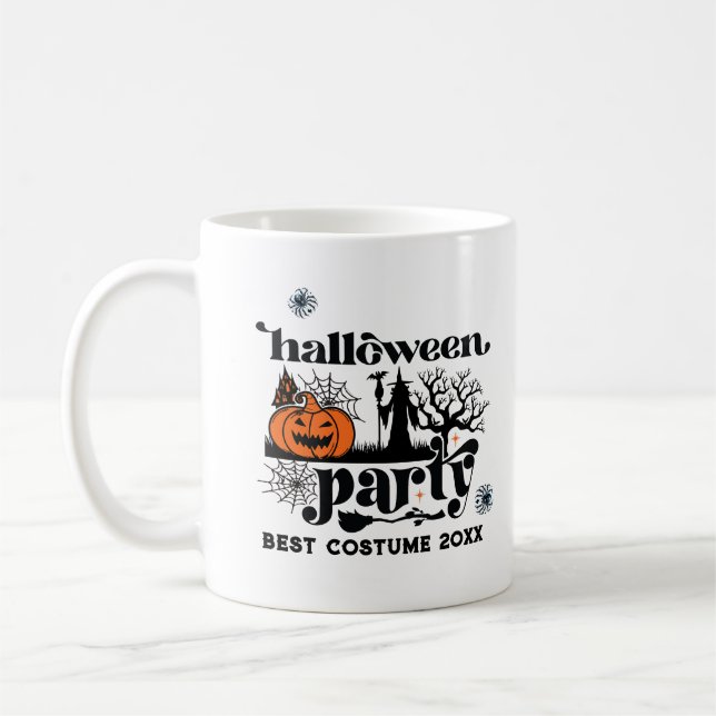 Taza De Café Invitación a la fiesta de Halloween con mejor disf (Izquierda)