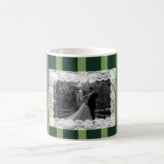 Taza De Café Invitación de encaje vintage verde claro y oscuro