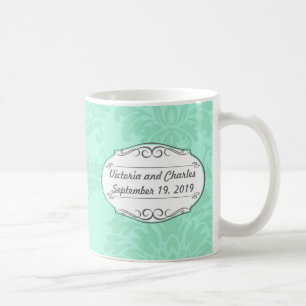 Taza De Café Invitación moderna de casamiento con damascos de m