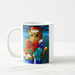 Taza De Café Invitado del gato del navidad