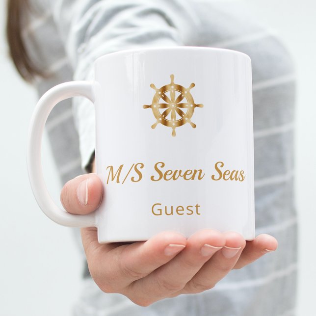 Taza De Café Invitado del volante de dirección del yate blanco  (Subido por el creador)