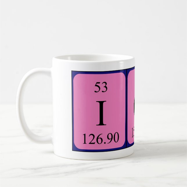 Taza De Café Iola periódica table name mug (Izquierda)
