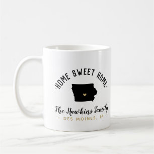 Taza De Café Iowa Hogar Dulce Familia Monograma Mug