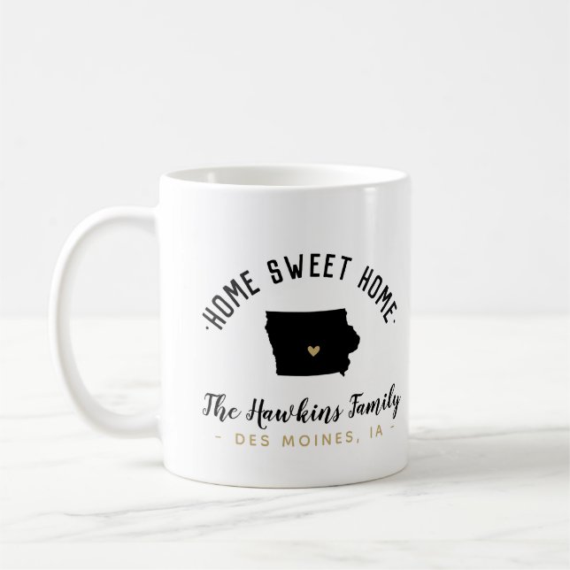 Taza De Café Iowa Hogar Dulce Familia Monograma Mug (Izquierda)