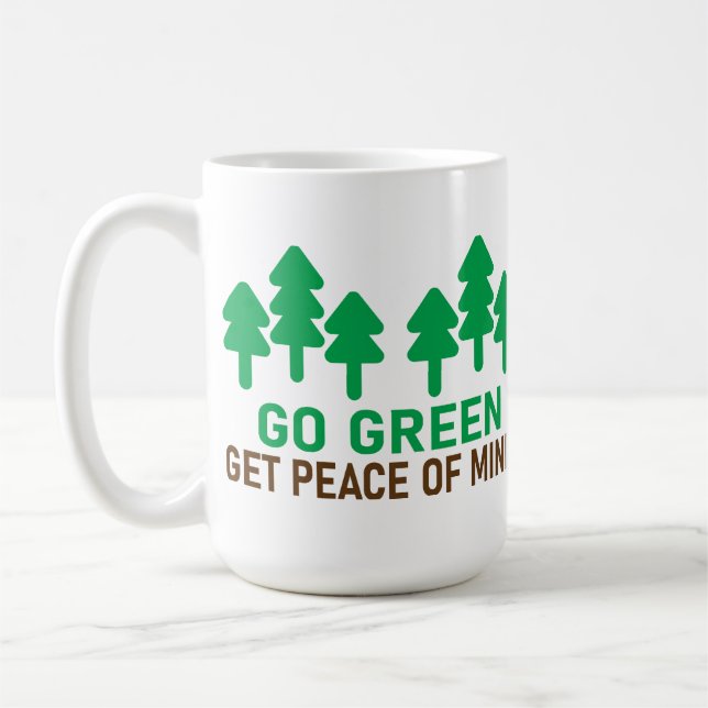 Taza De Café Ir Diseño motivacional verde con presupuesto. (Izquierda)