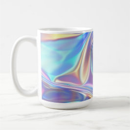 Taza De Café Iridescent Shiny Metallic Fabric, Teal Gold Purple