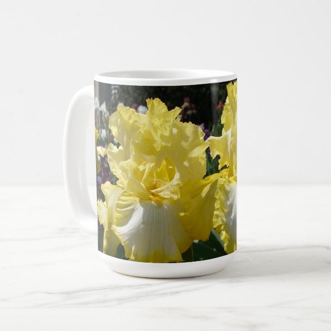 Taza De Café Iris irlandeses con barba amarilla Flores florales (Anverso izquierdo)