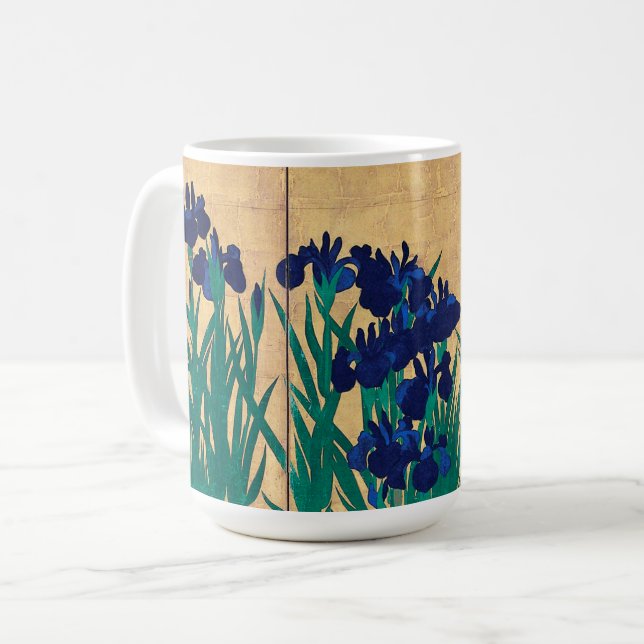 Taza De Café Irises japoneses (detalle), Ogata Kōrin (Anverso izquierdo)