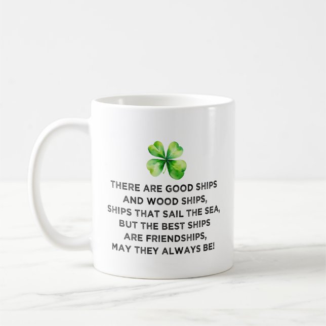 Taza De Café Irish Friendship Toast 4 Leaf Clover St Patricks  (Izquierda)