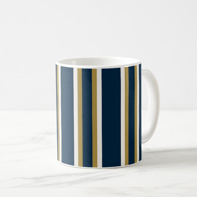 Taza De Café Irish Polo stripes Blue and Gold  (Anverso derecho)