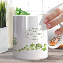 Taza De Café Irish Shamrock and Celtic Knot Name & Message