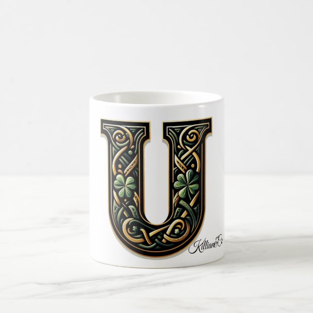 Taza De Café Irish U Monogram Coffee Mug (Centro)
