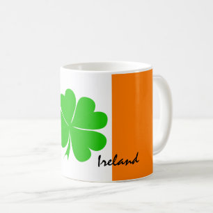 Taza De Café Irlanda y cuatro jugadores de trébol de hojas, hi
