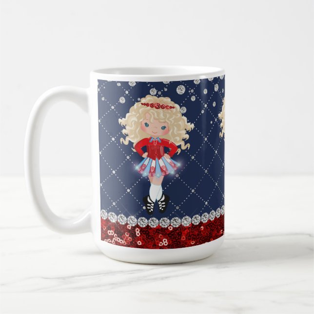 Taza De Café Irlandés Dance Blond Chica Soft Shoes Rojo, Azul (Izquierda)