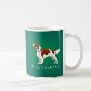 Taza De Café Irlandés Red and White Setter Feliz diseño navideñ