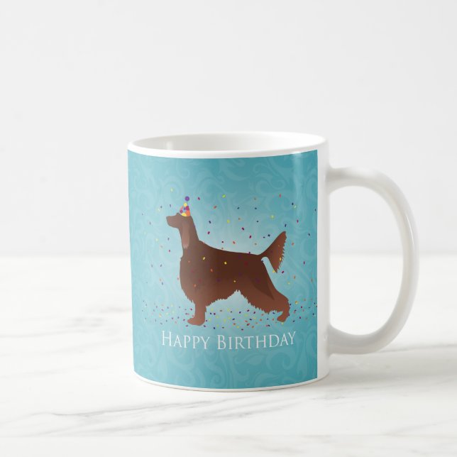 Taza De Café Irlandés Setter Happy Birthday Design (Derecha)
