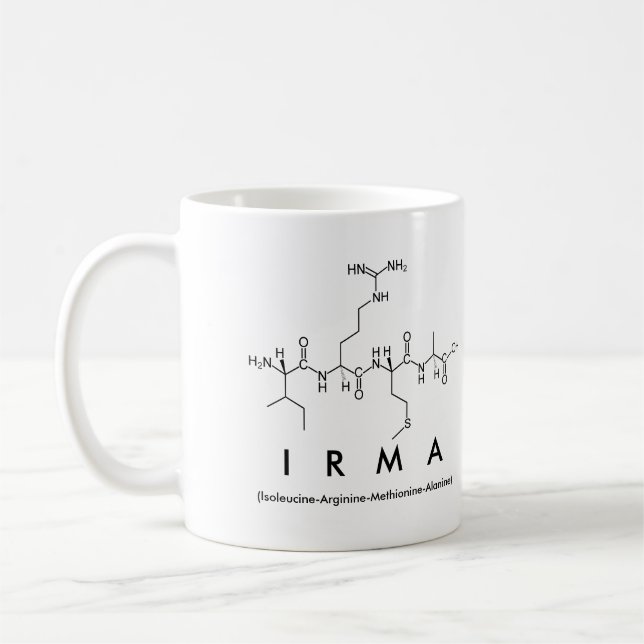 Taza De Café Irma peptide name mug (Izquierda)