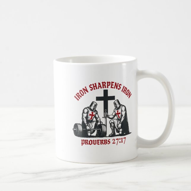 Taza De Café Iron Sharpens Iron Bible Scripture Christian Gym W (Derecha)