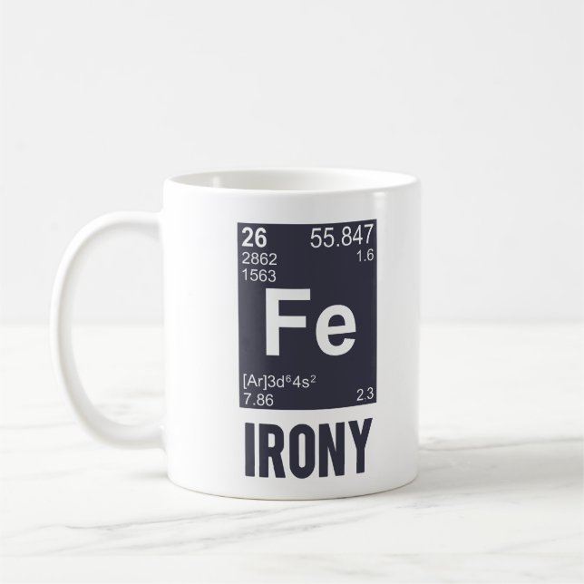 Taza De Café Ironía irónica del FE del elemento químico (Izquierda)