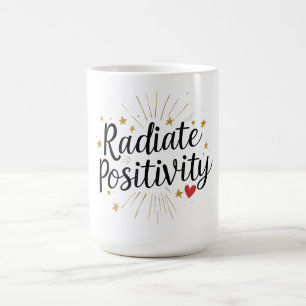 Taza De Café Irradia Positividad – Cita Motivacional Estrellada