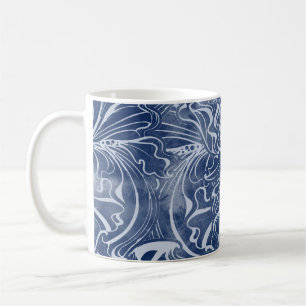 Taza De Café Irrisas acuarelas: Nouveau índigo vintage