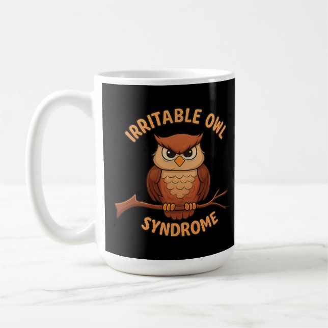 Taza De Café Irritable Síndrome de Lechuza Graciosa Personaliza (Izquierda)