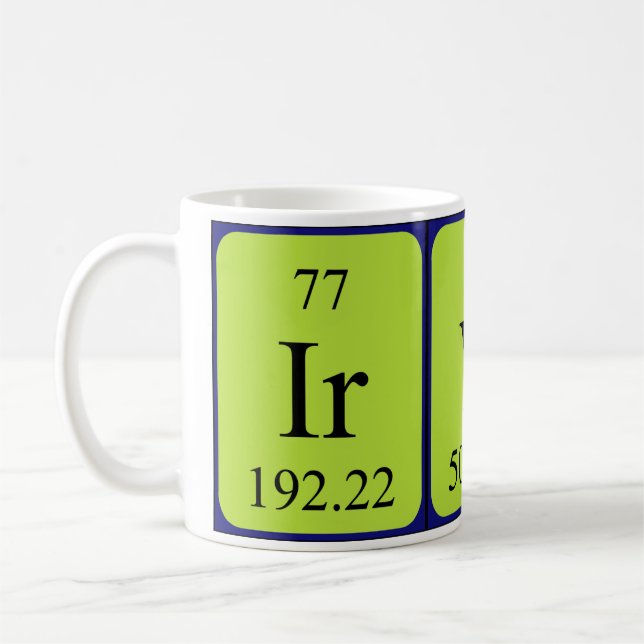 Taza De Café Irvin tabla periódica nombre mug (Izquierda)