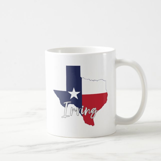 Taza De Café Irving, mapa de bandera de Texas (Derecha)