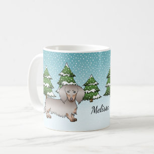 Taza De Café Isabella & Tan Pelo Largo Dachshund Bosque Inverna