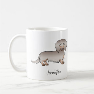Taza De Café Isabella y Tan Pelo Largo Perro Salchicha y Nombre