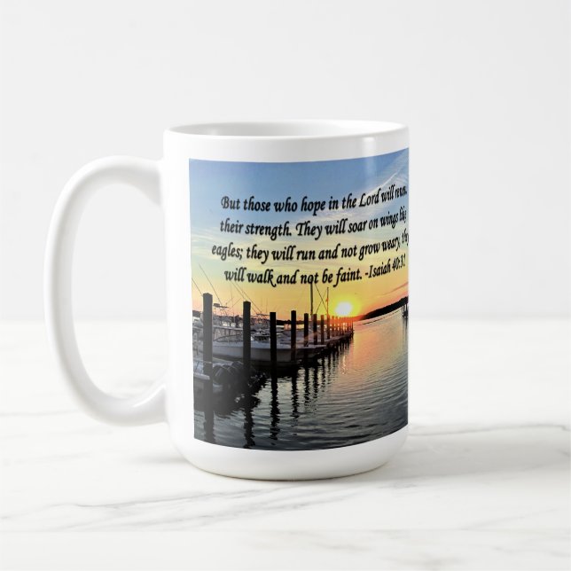 TAZA DE CAFÉ ISAIAH 40:31 SCRIPTURE VERSE (Izquierda)