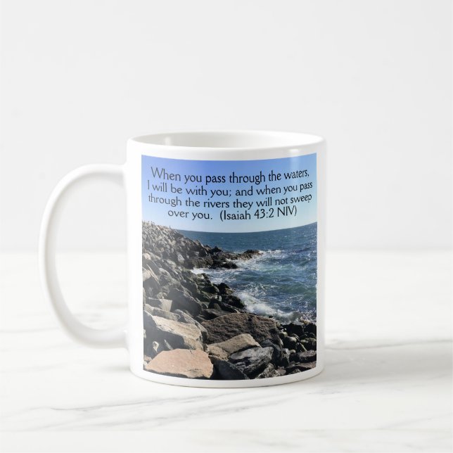 Taza De Café Isaiah 43:2 Estaré contigo Foto de Ocean (Izquierda)