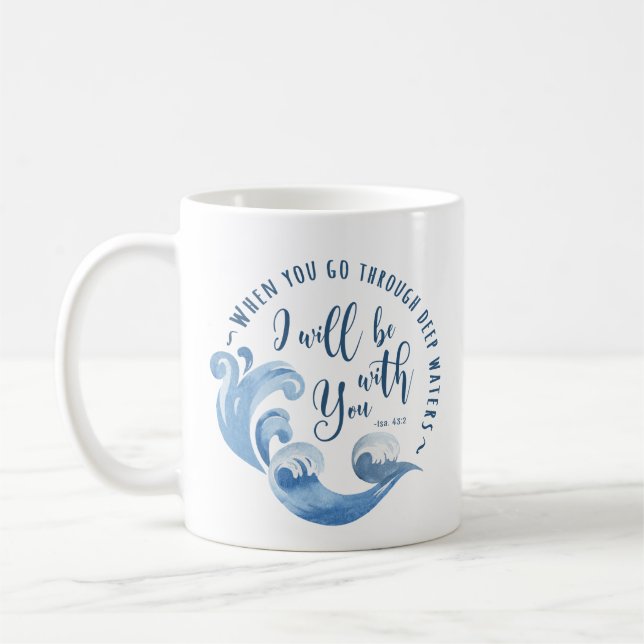Taza De Café Isaiah 43:2 Olas oceánicas (Izquierda)