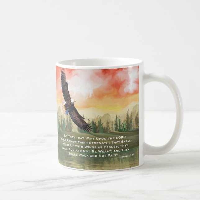 Taza De Café Isaías 40:31 Biblia Verse Mount on Wings (Derecha)