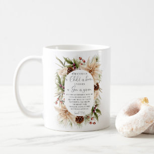 Taza De Café Isaías 9:6 Para nosotros Navidades Ovalan el marco