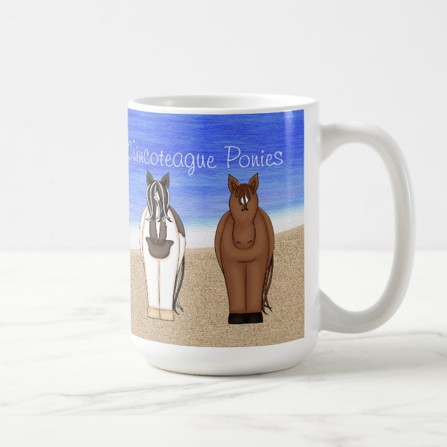 Taza De Café Isla de Assateague V Chincoteague Ponies Horse Mug (Derecha)
