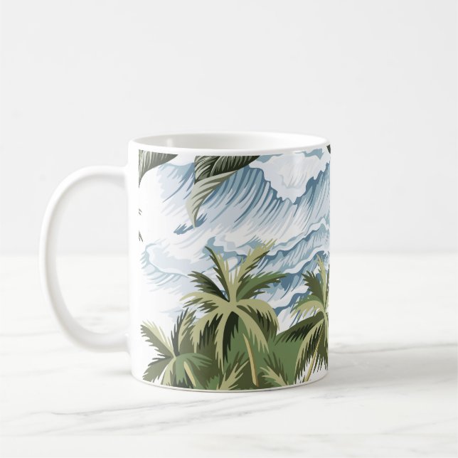 Taza De Café Isla de cosecha hawaiana, palmera, barco, rosa  (Izquierda)