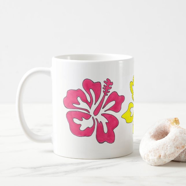 Taza De Café Isla de Flor Tropical Hibiscus de Hawái (Con donut)