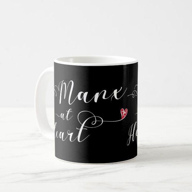 Taza De Café Isla de Man Manx en Heart Mug (Anverso izquierdo)