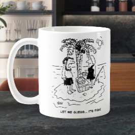 Taza De Café Isla del desierto. La comida del hombre supone que