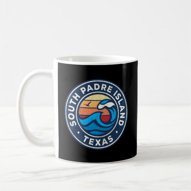Taza De Café Isla del Padre Sur Texas Tx Ondas Náuticas (Izquierda)