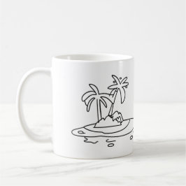 Taza De Café Isla del Paraíso vidrio, dibujo lineal