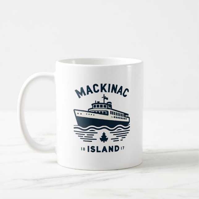 Taza De Café Isla Mackinac 1817 Vacaciones Michigan (Izquierda)