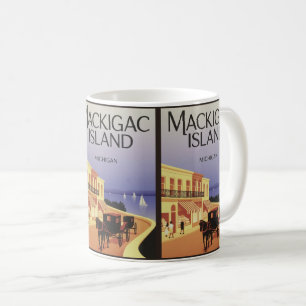 Taza De Café Isla Mackinac de Michigan con regalo de flores