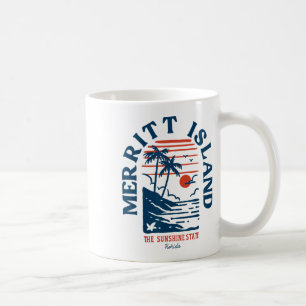 Taza De Café Isla Merritt Florida Retro Surfista Playa Vintage 