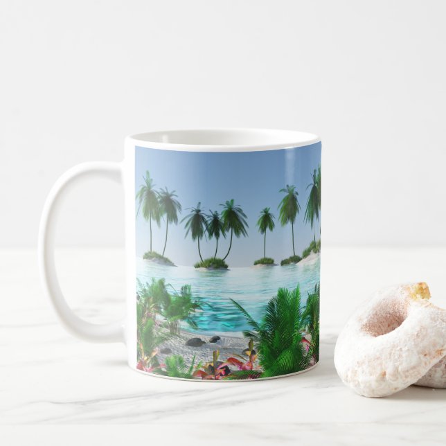Taza De Café Isla tropical del paraíso (Con donut)