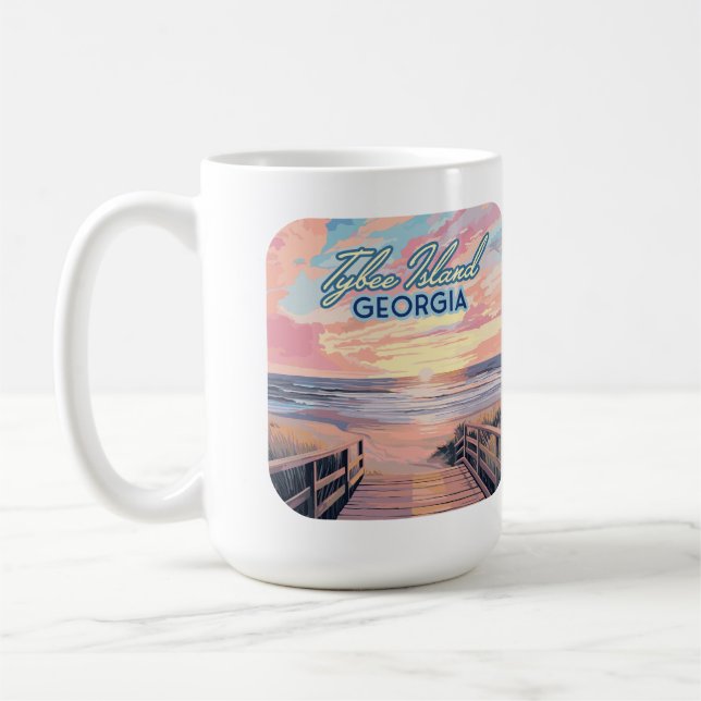 Taza De Café Isla Tybee Georgia Sunrise Beach Savannah (Izquierda)